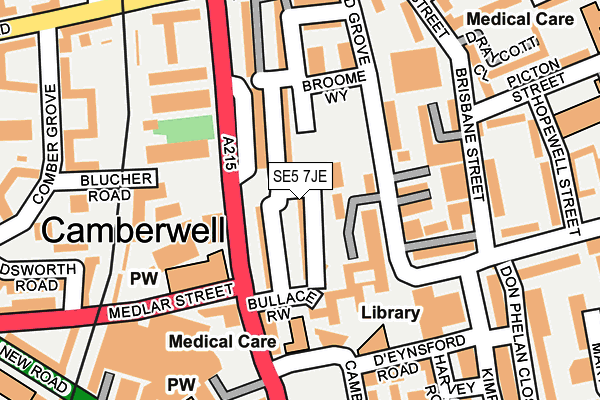 SE5 7JE map - OS OpenMap – Local (Ordnance Survey)