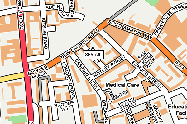SE5 7JL map - OS OpenMap – Local (Ordnance Survey)