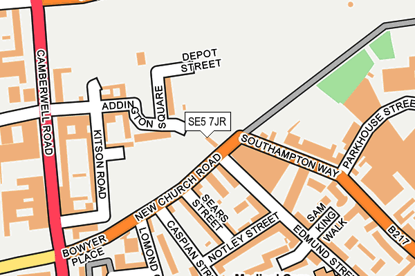 SE5 7JR map - OS OpenMap – Local (Ordnance Survey)
