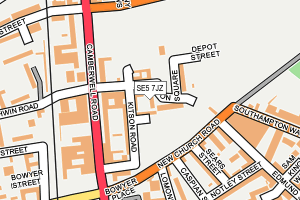 SE5 7JZ map - OS OpenMap – Local (Ordnance Survey)