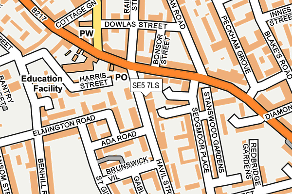 SE5 7LS map - OS OpenMap – Local (Ordnance Survey)