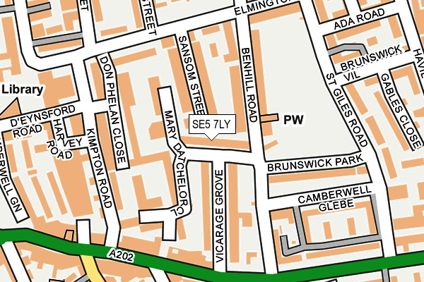 SE5 7LY map - OS OpenMap – Local (Ordnance Survey)