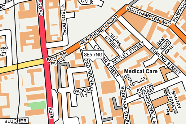SE5 7NG map - OS OpenMap – Local (Ordnance Survey)