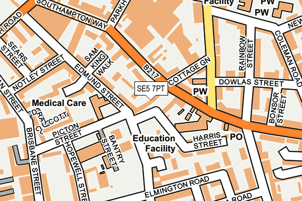 SE5 7PT map - OS OpenMap – Local (Ordnance Survey)