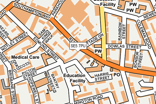 SE5 7PU map - OS OpenMap – Local (Ordnance Survey)