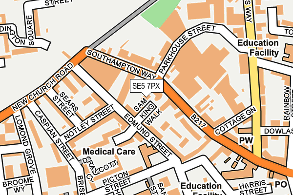 SE5 7PX map - OS OpenMap – Local (Ordnance Survey)