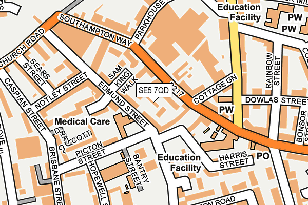 SE5 7QD map - OS OpenMap – Local (Ordnance Survey)