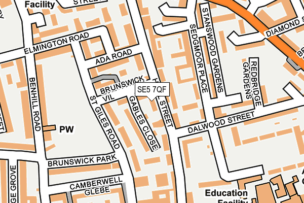 SE5 7QF map - OS OpenMap – Local (Ordnance Survey)