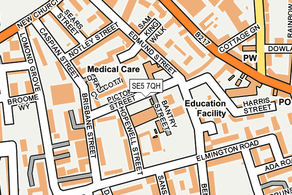 SE5 7QH map - OS OpenMap – Local (Ordnance Survey)
