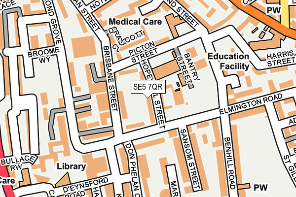 SE5 7QR map - OS OpenMap – Local (Ordnance Survey)