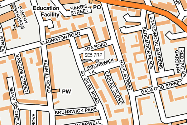 SE5 7RP map - OS OpenMap – Local (Ordnance Survey)