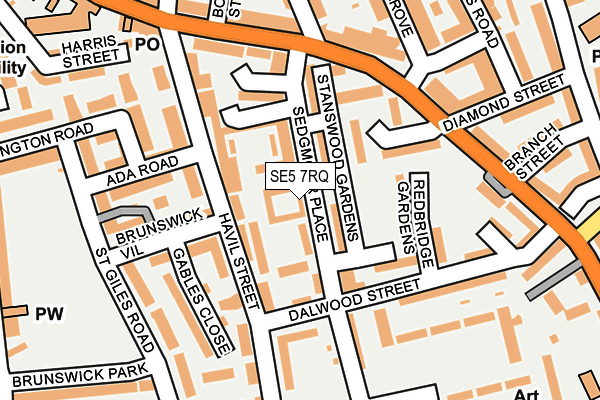 SE5 7RQ map - OS OpenMap – Local (Ordnance Survey)