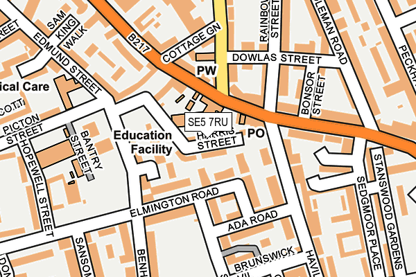 SE5 7RU map - OS OpenMap – Local (Ordnance Survey)