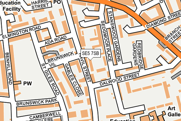 SE5 7SB map - OS OpenMap – Local (Ordnance Survey)