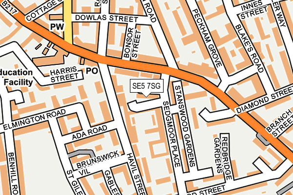 SE5 7SG map - OS OpenMap – Local (Ordnance Survey)