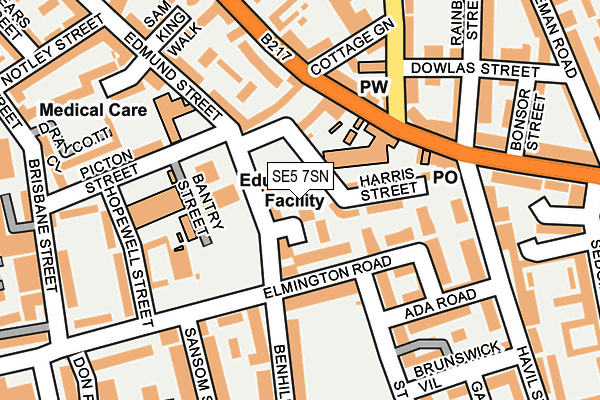 SE5 7SN map - OS OpenMap – Local (Ordnance Survey)