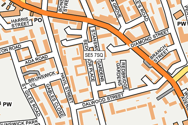 SE5 7SQ map - OS OpenMap – Local (Ordnance Survey)