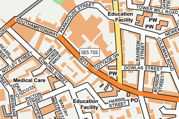 SE5 7SS map - OS OpenMap – Local (Ordnance Survey)