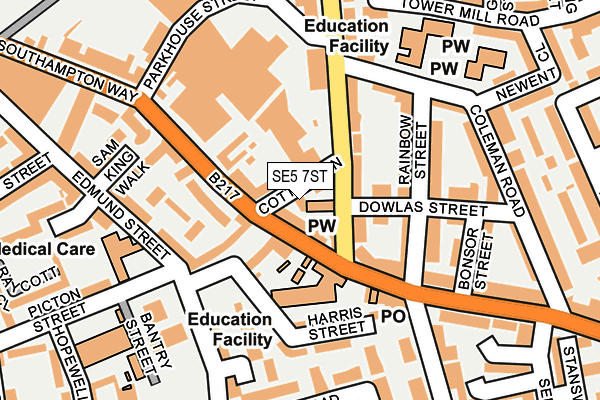 SE5 7ST map - OS OpenMap – Local (Ordnance Survey)