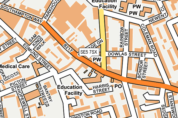 SE5 7SX map - OS OpenMap – Local (Ordnance Survey)