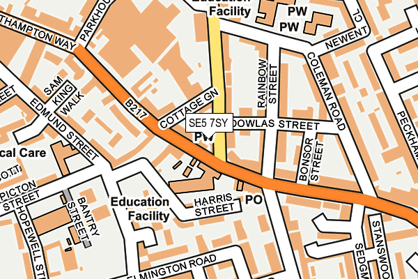 SE5 7SY map - OS OpenMap – Local (Ordnance Survey)