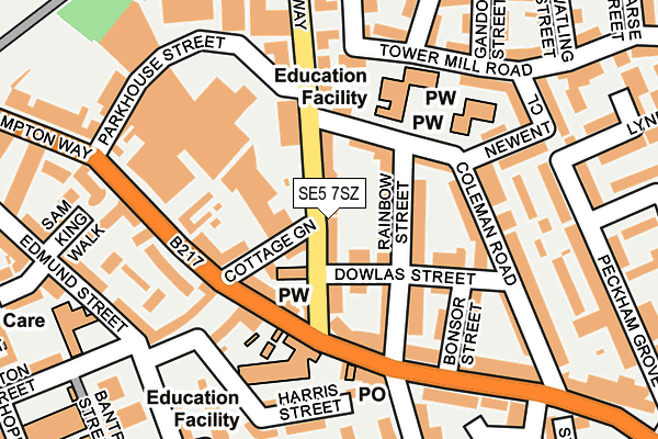 SE5 7SZ map - OS OpenMap – Local (Ordnance Survey)