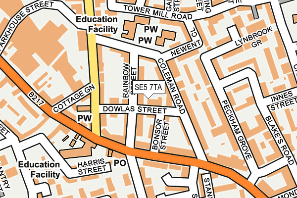 SE5 7TA map - OS OpenMap – Local (Ordnance Survey)