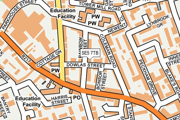 SE5 7TB map - OS OpenMap – Local (Ordnance Survey)