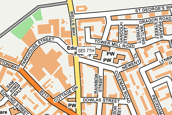 SE5 7TH map - OS OpenMap – Local (Ordnance Survey)