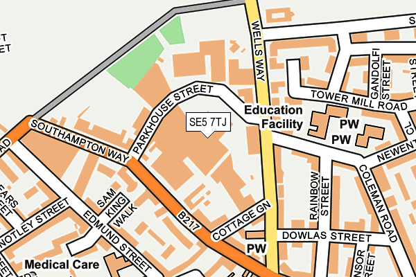 SE5 7TJ map - OS OpenMap – Local (Ordnance Survey)