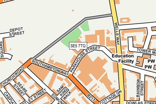 SE5 7TQ map - OS OpenMap – Local (Ordnance Survey)