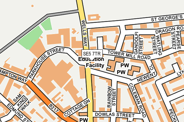 SE5 7TR map - OS OpenMap – Local (Ordnance Survey)