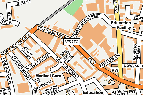 SE5 7TX map - OS OpenMap – Local (Ordnance Survey)