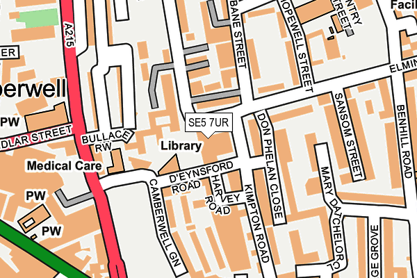 SE5 7UR map - OS OpenMap – Local (Ordnance Survey)