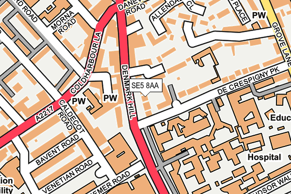 SE5 8AA map - OS OpenMap – Local (Ordnance Survey)