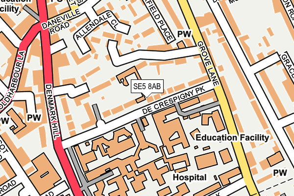SE5 8AB map - OS OpenMap – Local (Ordnance Survey)
