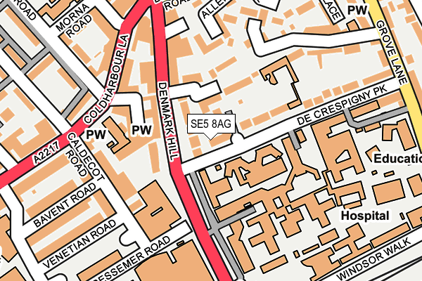 SE5 8AG map - OS OpenMap – Local (Ordnance Survey)