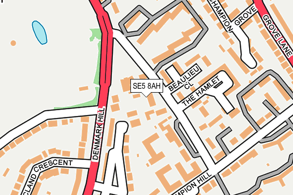 SE5 8AH map - OS OpenMap – Local (Ordnance Survey)
