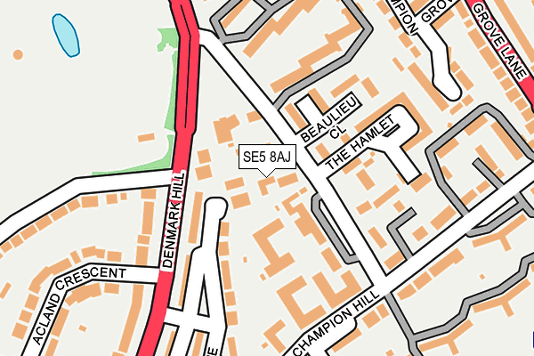 SE5 8AJ map - OS OpenMap – Local (Ordnance Survey)