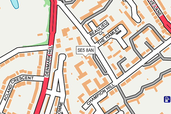 SE5 8AN map - OS OpenMap – Local (Ordnance Survey)