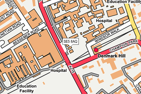 SE5 8AQ map - OS OpenMap – Local (Ordnance Survey)