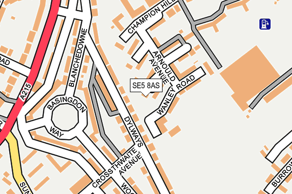SE5 8AS map - OS OpenMap – Local (Ordnance Survey)