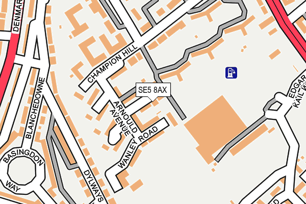 SE5 8AX map - OS OpenMap – Local (Ordnance Survey)