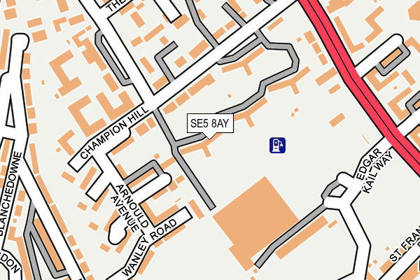 SE5 8AY map - OS OpenMap – Local (Ordnance Survey)