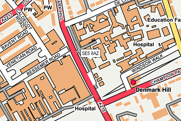 SE5 8AZ map - OS OpenMap – Local (Ordnance Survey)