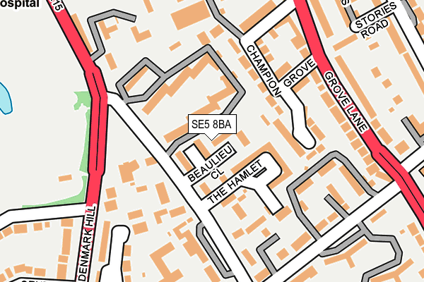 SE5 8BA map - OS OpenMap – Local (Ordnance Survey)