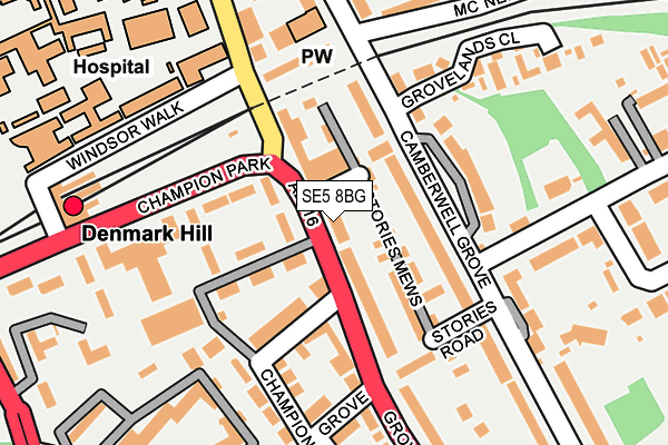 SE5 8BG map - OS OpenMap – Local (Ordnance Survey)