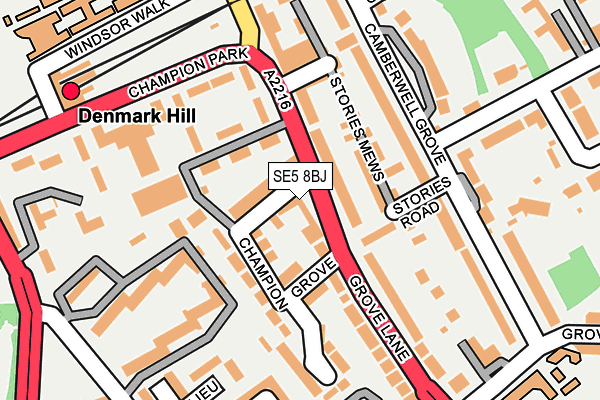 SE5 8BJ map - OS OpenMap – Local (Ordnance Survey)