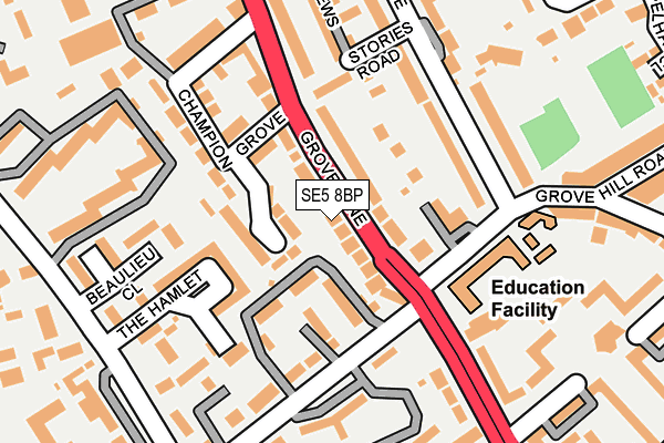 SE5 8BP map - OS OpenMap – Local (Ordnance Survey)