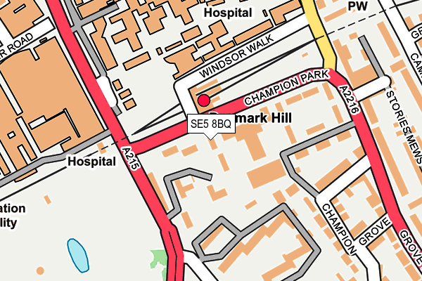 SE5 8BQ map - OS OpenMap – Local (Ordnance Survey)